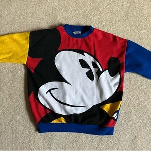 Disney Mickey Mouse Red and Blue Crewneck Sweater